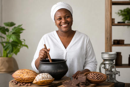 Woman and cocoa